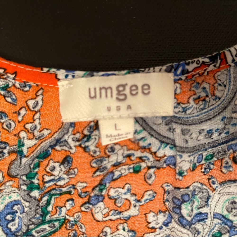 Umgee Blue and Orange Paisley Tank Dress - Picture 2 of 3